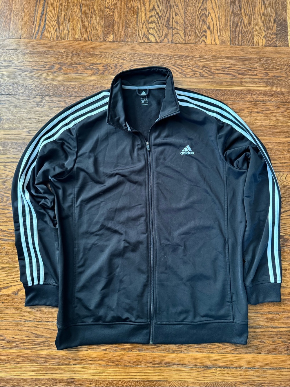 Adidas Black Track Jacket with White Three-Stripes